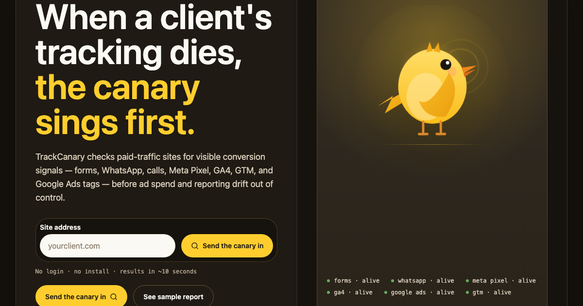 TrackCanary tracking scan console preview